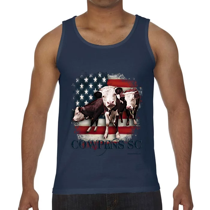 Cowpens Sc Cows Flag Mighty Moo Festival Patriotic American Cool Gift Comfort Colors® Tank Top