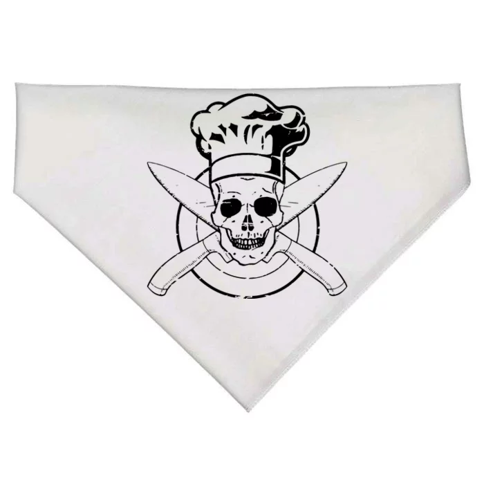 Chef Skull Chefs Hat Cooking BBQ Grilling Tee Gift USA-Made Doggie Bandana