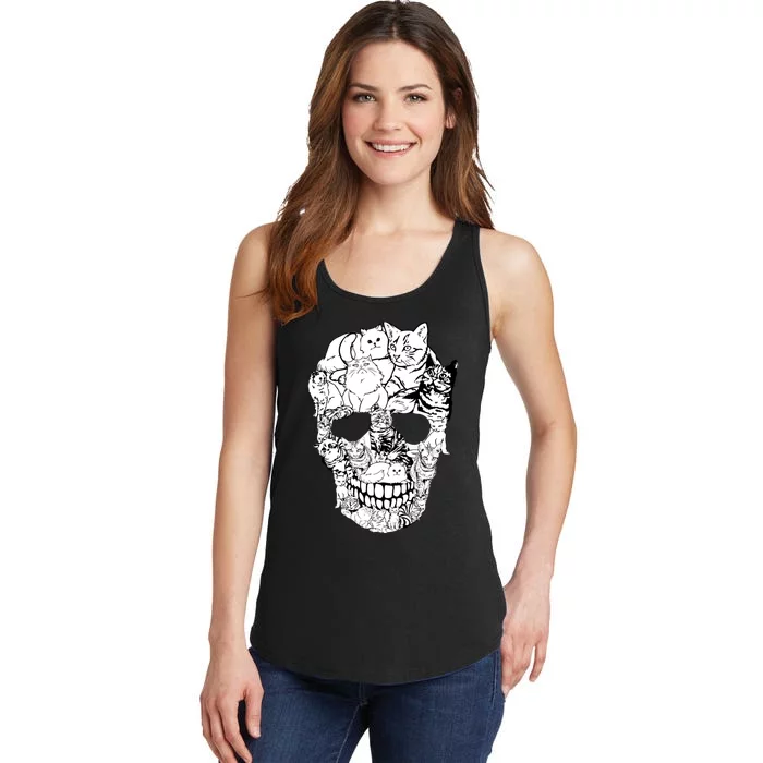 Cat Skull - Cat Skeleton Sweater Halloween Sweatshirt Ladies Essential Tank