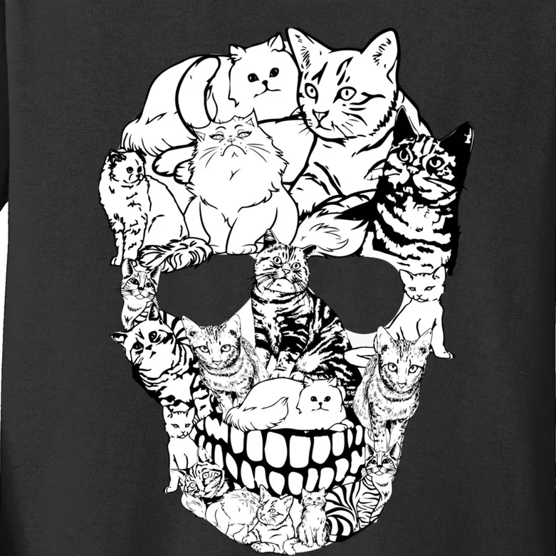 Cat Skull - Cat Skeleton Sweater Halloween Sweatshirt Kids Long Sleeve Shirt