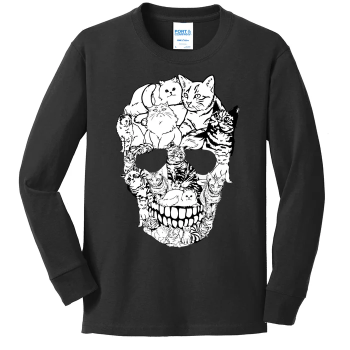 Cat Skull - Cat Skeleton Sweater Halloween Sweatshirt Kids Long Sleeve Shirt