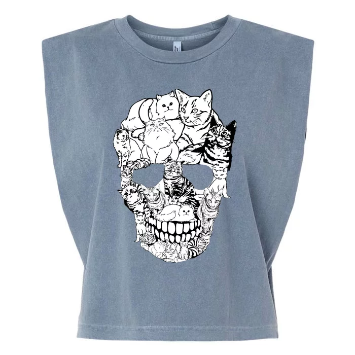 Cat Skull - Cat Skeleton Sweater Halloween Sweatshirt Garment-Dyed Women's Muscle Tee