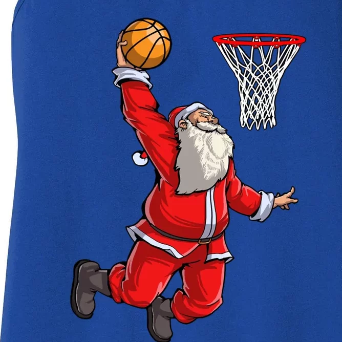 Christmas Santa Claus Dunking A Basketball Boys Xmas Gift Women's Racerback Tank