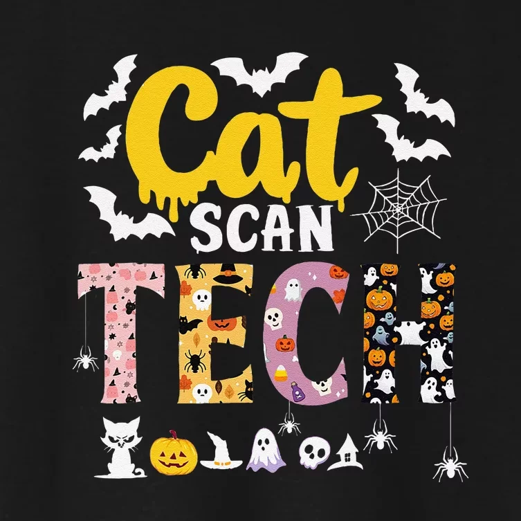 Cat Scan Ct Rad Tech Halloween Costume Spider Fly Bat Spooky Women's Crop Top Tee