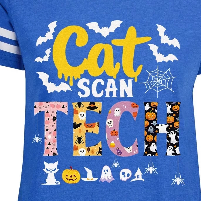 Cat Scan Ct Rad Tech Halloween Costume Spider Fly Bat Spooky Enza Ladies Jersey Football T-Shirt