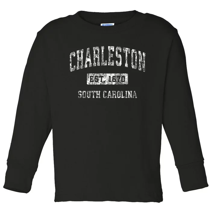 Charleston South Carolina Sc Vintage Established Sports Toddler Long Sleeve Shirt