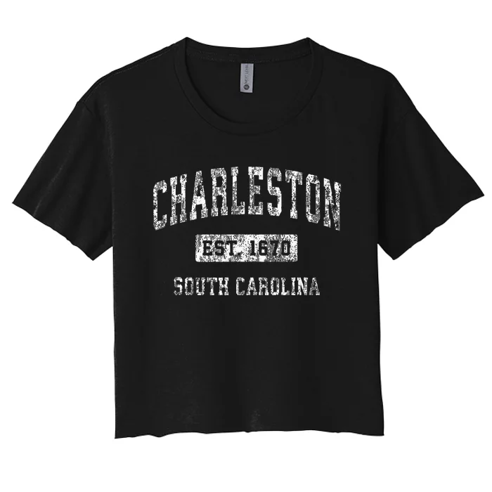 Charleston South Carolina Sc Vintage Established Sports Women's Crop Top Tee