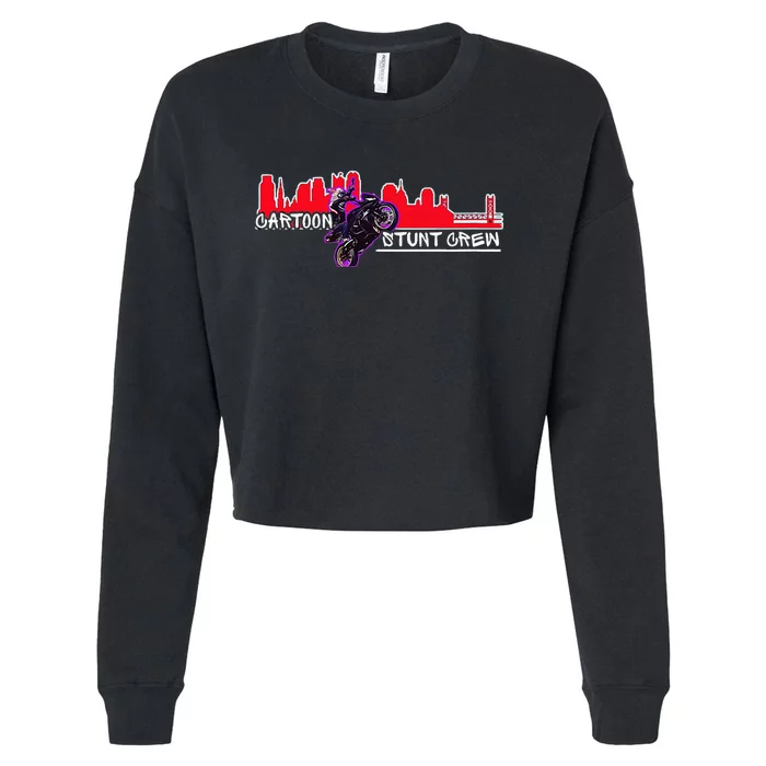 Cartoon Stunt Crew Cropped Pullover Crew