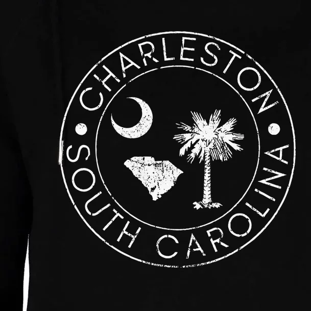 Charleston South Carolina Flag State Map Sc Home Vintage Womens Funnel Neck Pullover Hood