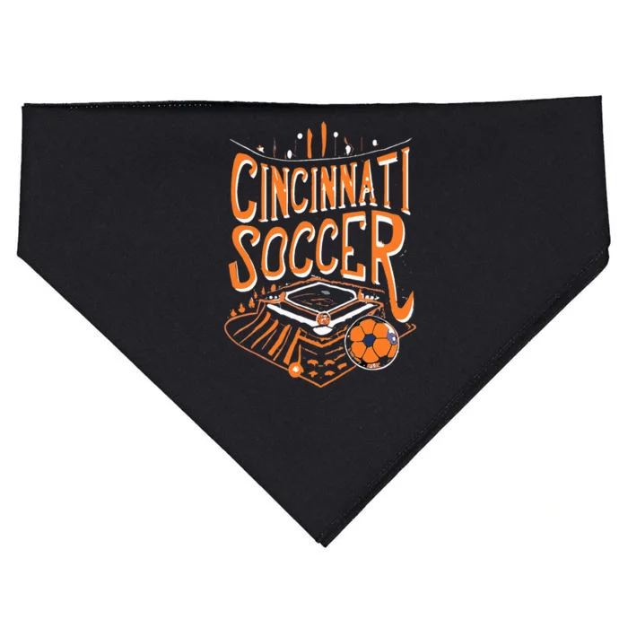 Cincinnati Soccer Cincy Futbol Cool Nati Skyline USA-Made Doggie Bandana