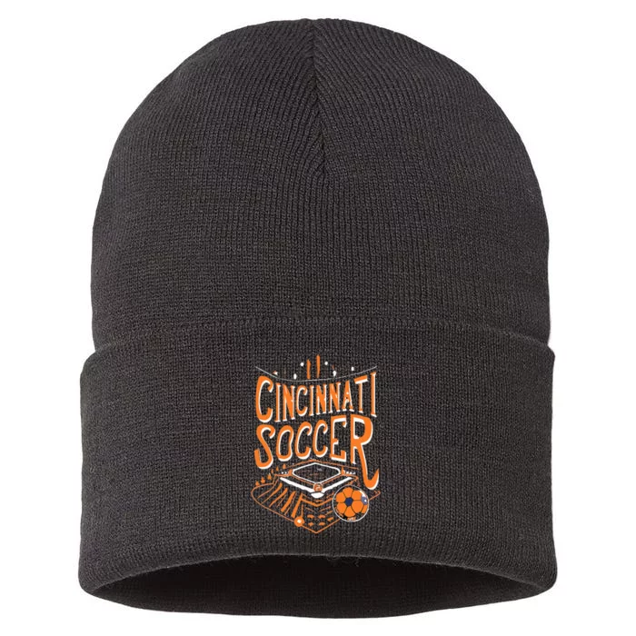 Cincinnati Soccer Cincy Futbol Cool Nati Skyline Sustainable Knit Beanie