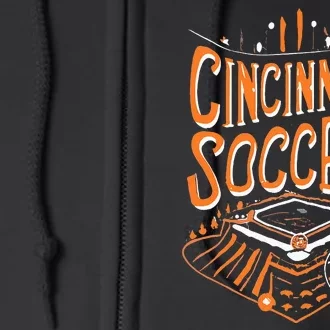 Cincinnati Soccer Cincy Futbol Cool Nati Skyline Full Zip Hoodie