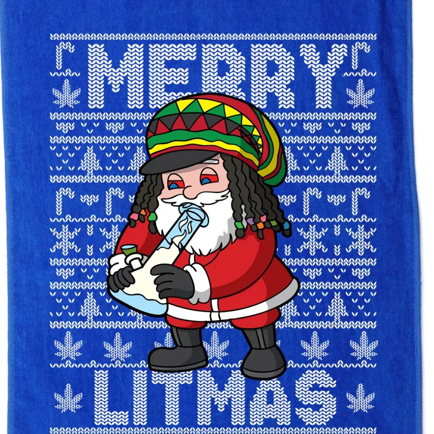 Christmas Santa Claus Cannabis Marijuana Weed Merry Litmas Gift Platinum Collection Golf Towel