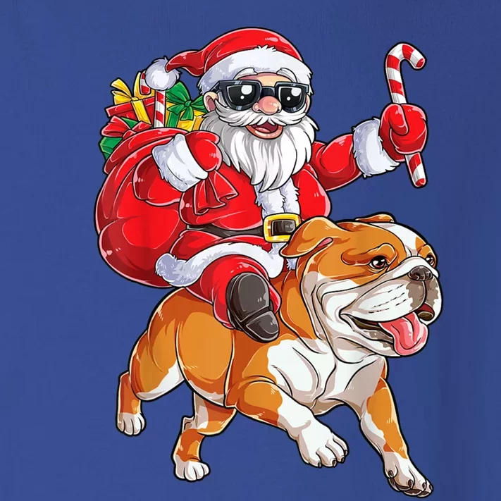 Christmas Santa Claus Riding English Bulldog Xmas Boys Dog Gift Toddler Long Sleeve Shirt