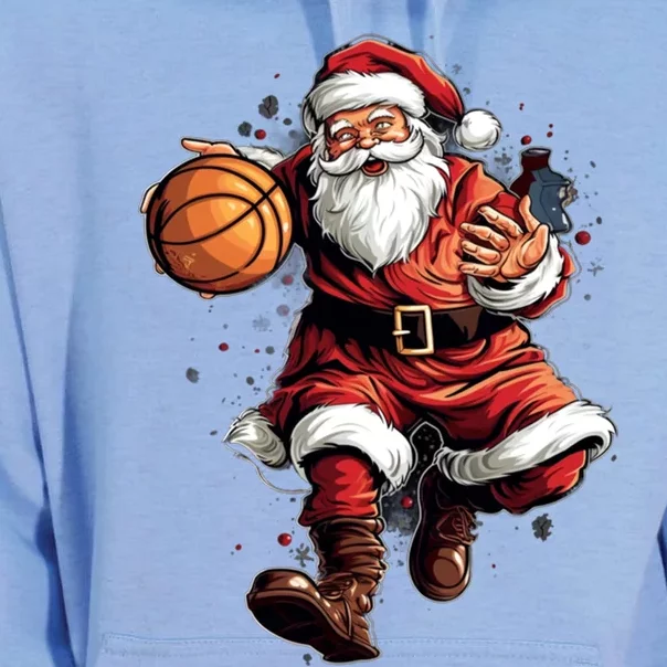 Christmas Santa Claus Playing Basketball Xmas Cool Gift Unisex Surf Hoodie