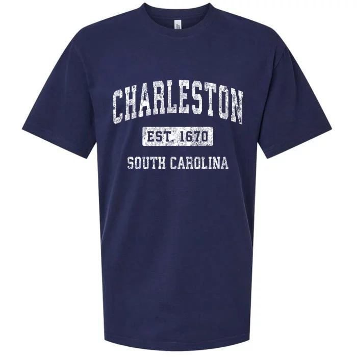 Charleston South Carolina Sc Vintage Established Sueded Cloud Jersey T-Shirt