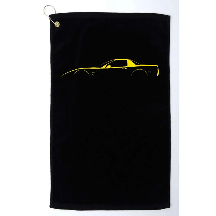 C5 Silhouette Classic Car Retro Vintage Yellow Platinum Collection Golf Towel