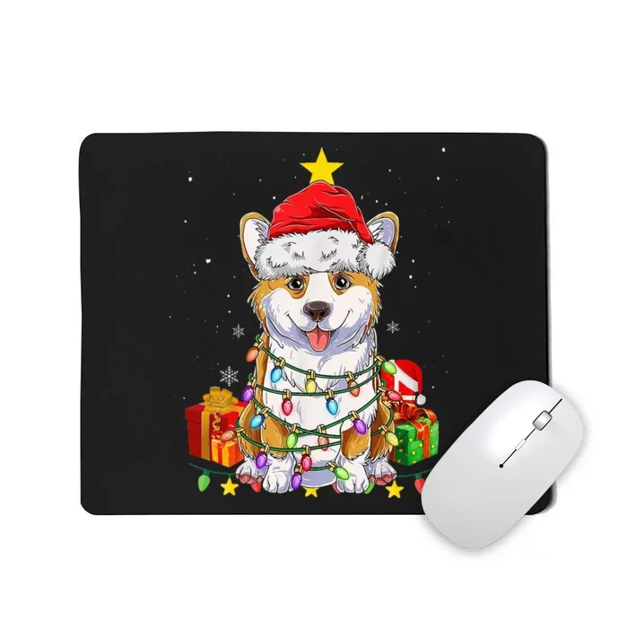 Corgi Santa Christmas Tree Lights Xmas Corgmas Dog Mousepad