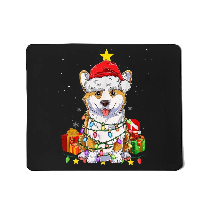 Corgi Santa Christmas Tree Lights Xmas Corgmas Dog Mousepad