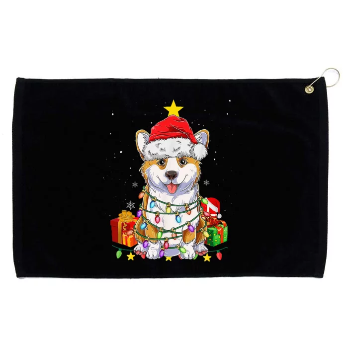 Corgi Santa Christmas Tree Lights Xmas Corgmas Dog Grommeted Golf Towel