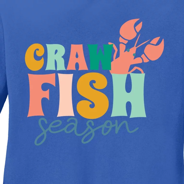 Crawfish Season Crawfish Junkie Cajun Lobster Gift Ladies Long Sleeve Shirt