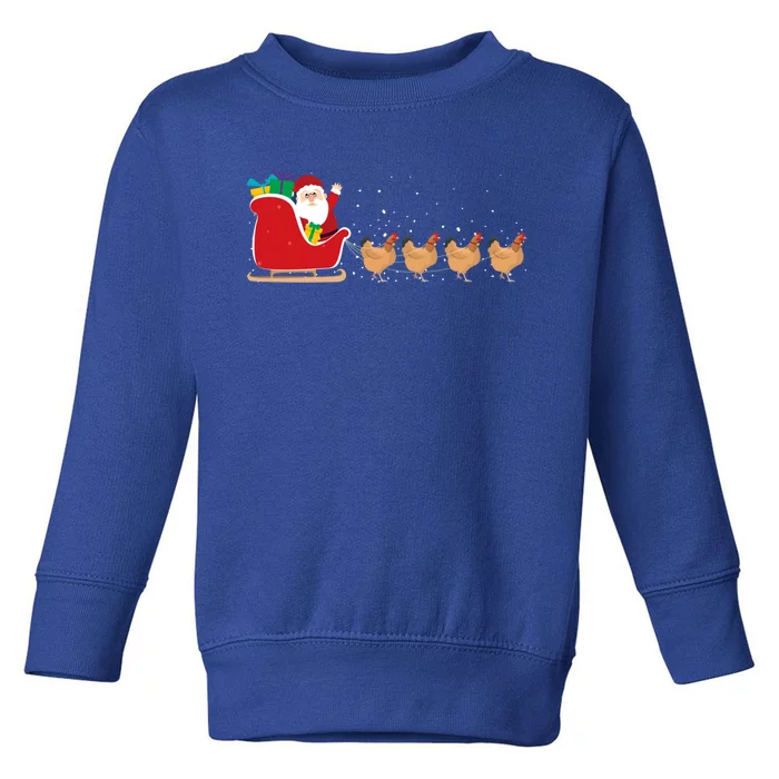 Chicken Santa Christmas Sleigh Funny Chicken Xmas Gift Toddler Sweatshirt