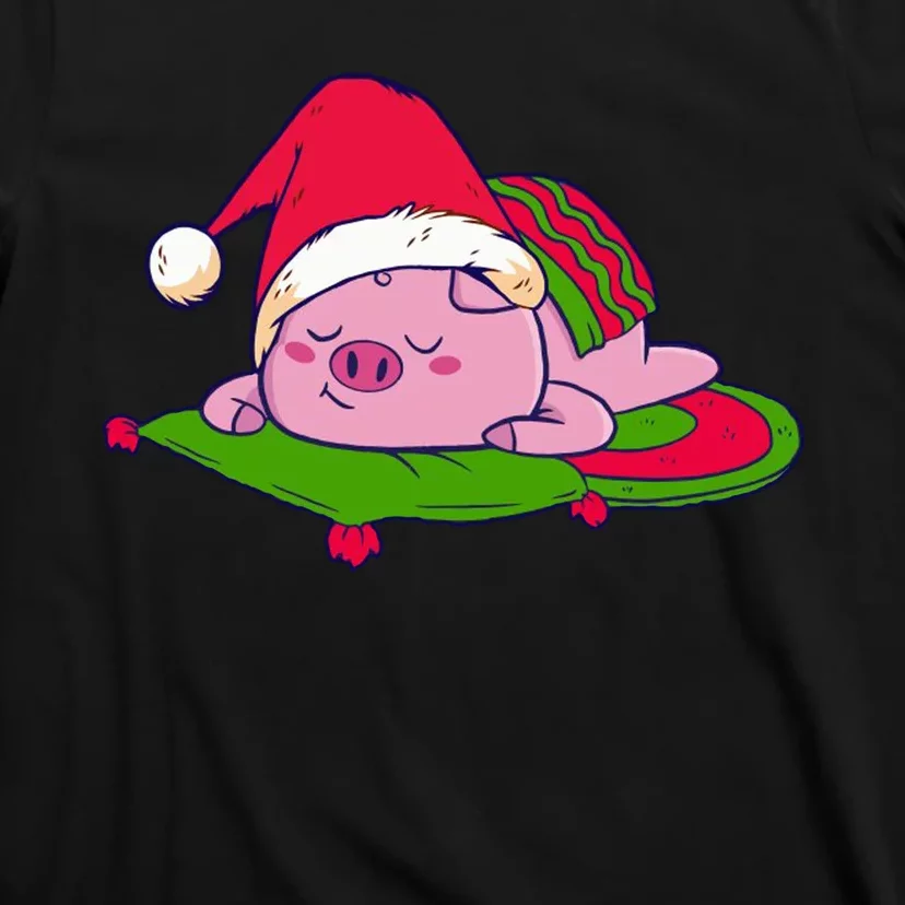 Cute Sleepy Christmas Pig T-Shirt