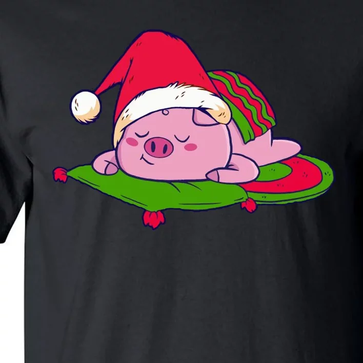 Cute Sleepy Christmas Pig Tall T-Shirt