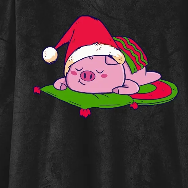 Cute Sleepy Christmas Pig Hooded Wearable Blanket