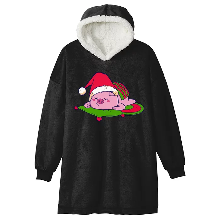 Cute Sleepy Christmas Pig Hooded Wearable Blanket