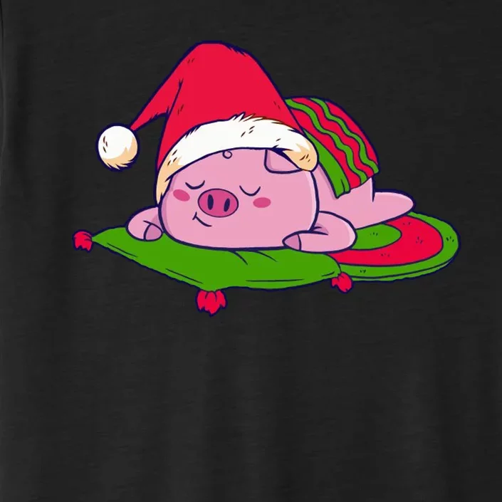 Cute Sleepy Christmas Pig ChromaSoft Performance T-Shirt