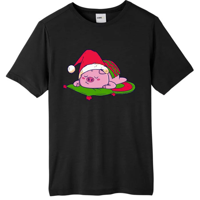 Cute Sleepy Christmas Pig ChromaSoft Performance T-Shirt