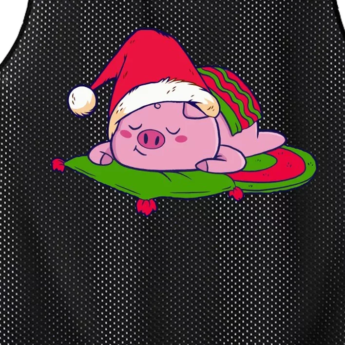 Cute Sleepy Christmas Pig Mesh Reversible Basketball Jersey Tank