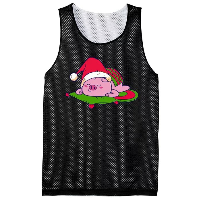 Cute Sleepy Christmas Pig Mesh Reversible Basketball Jersey Tank