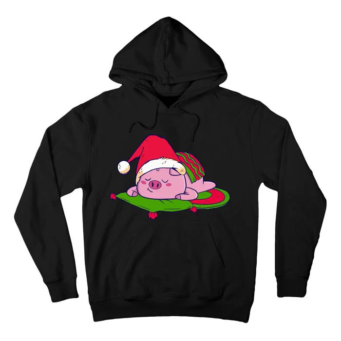 Cute Sleepy Christmas Pig Tall Hoodie