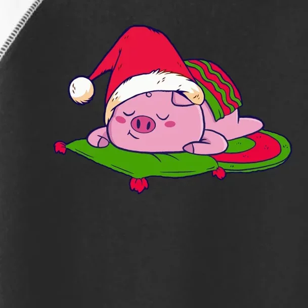 Cute Sleepy Christmas Pig Toddler Fine Jersey T-Shirt