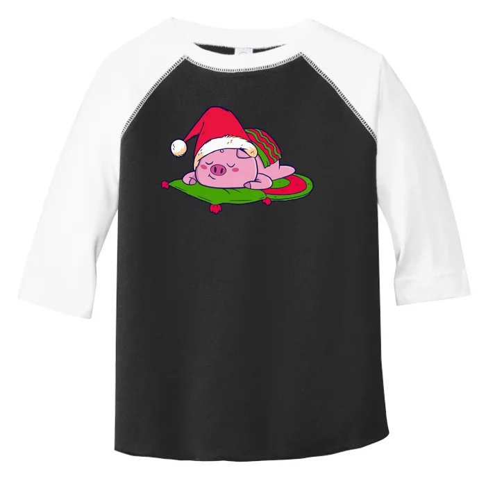 Cute Sleepy Christmas Pig Toddler Fine Jersey T-Shirt