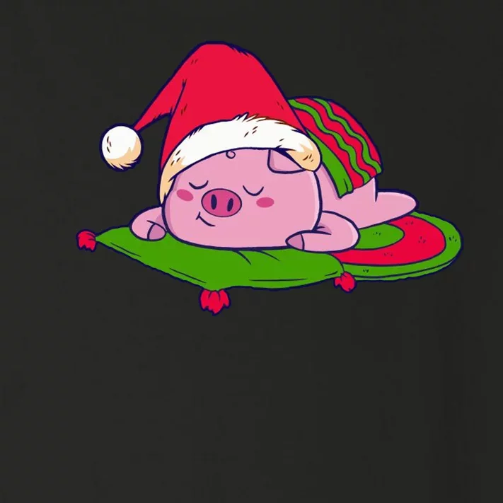 Cute Sleepy Christmas Pig Toddler Long Sleeve Shirt