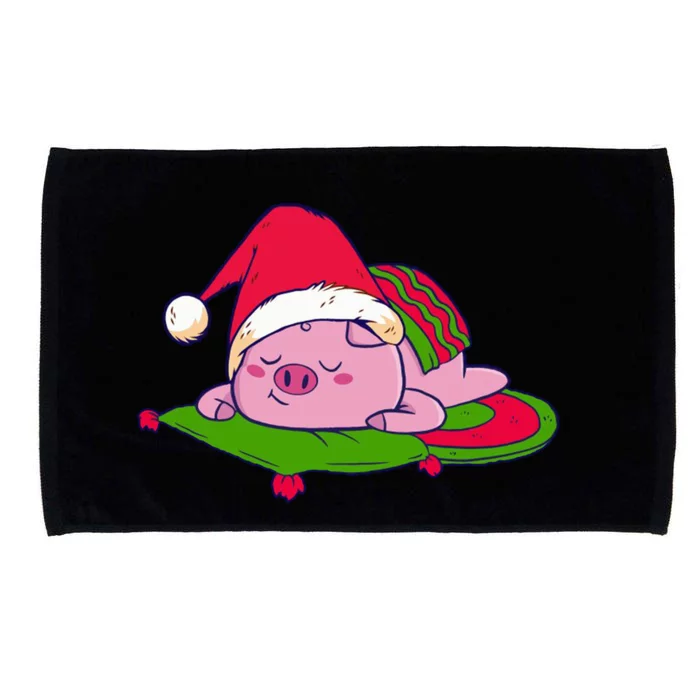 Cute Sleepy Christmas Pig Microfiber Hand Towel