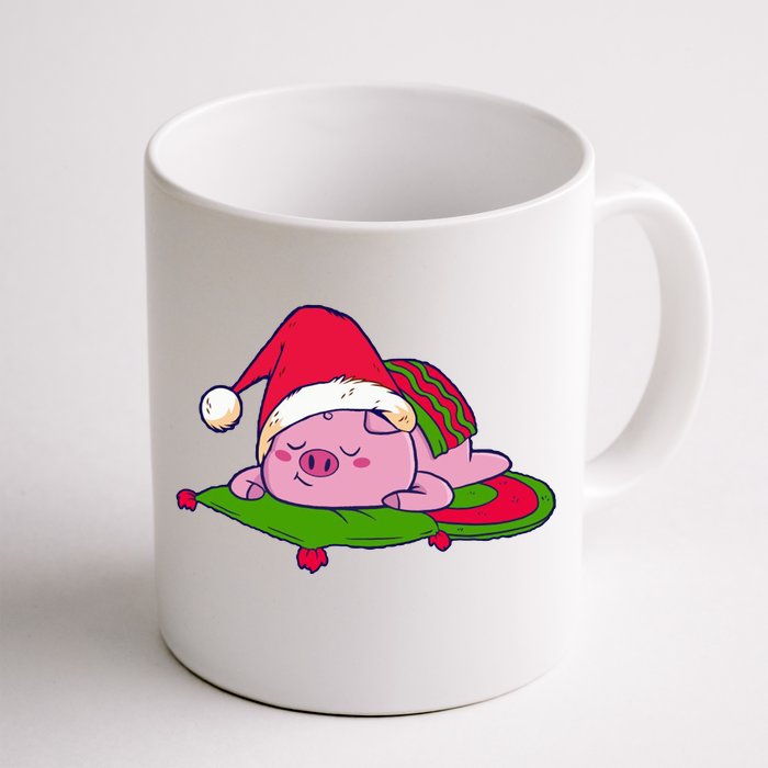 Cute Sleepy Christmas Pig Front & Back Coffee Mug