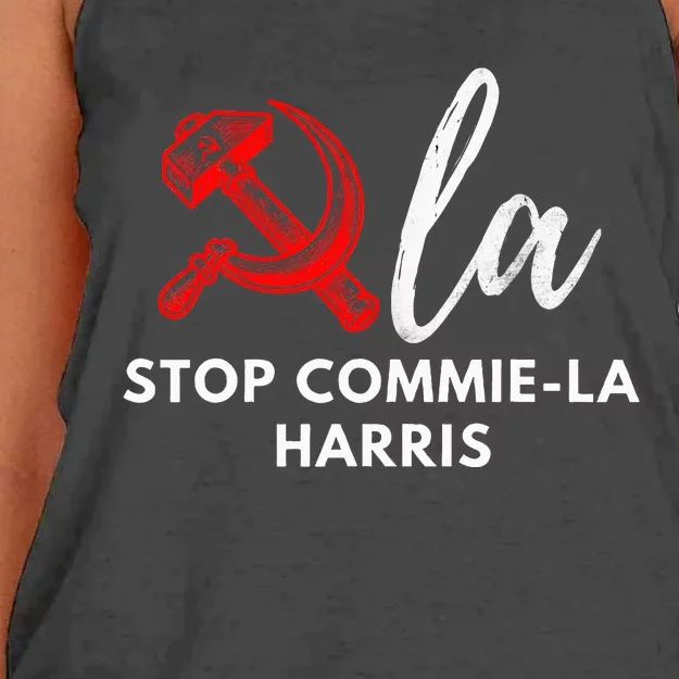 Commiela Stop Commiela Harris Stop Kamala Trump 2024 Women's Knotted Racerback Tank