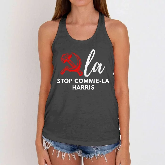 Commiela Stop Commiela Harris Stop Kamala Trump 2024 Women's Knotted Racerback Tank