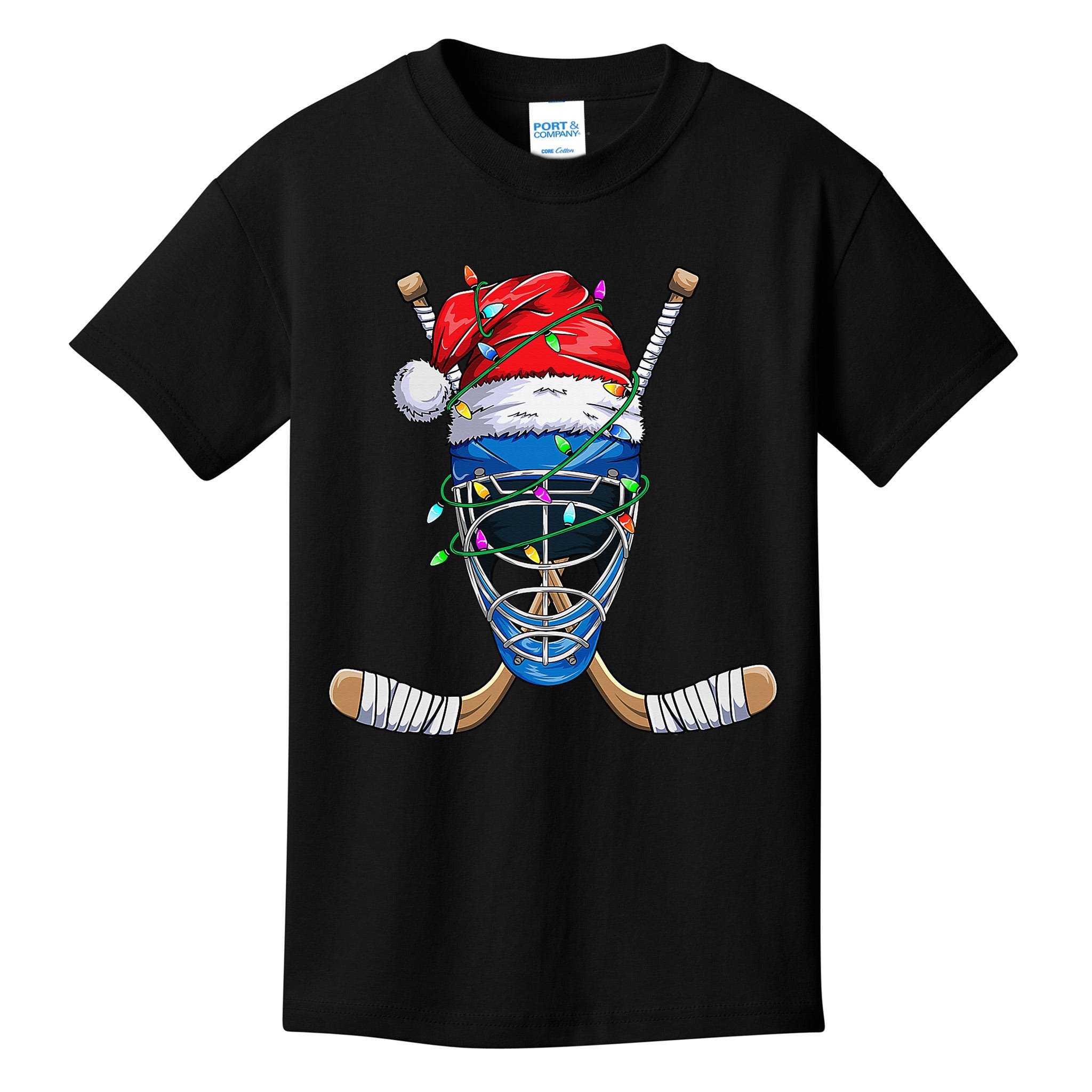 Christmas Santa Claus Player Ice Hockey Funny Kids T-Shirt