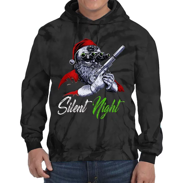 Christmas Santa Claus Guns Silent Night Santa Tie Dye Hoodie