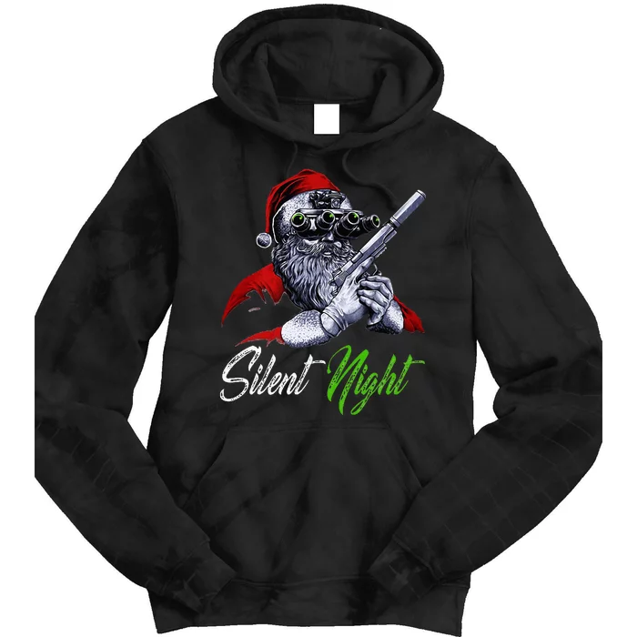 Christmas Santa Claus Guns Silent Night Santa Tie Dye Hoodie