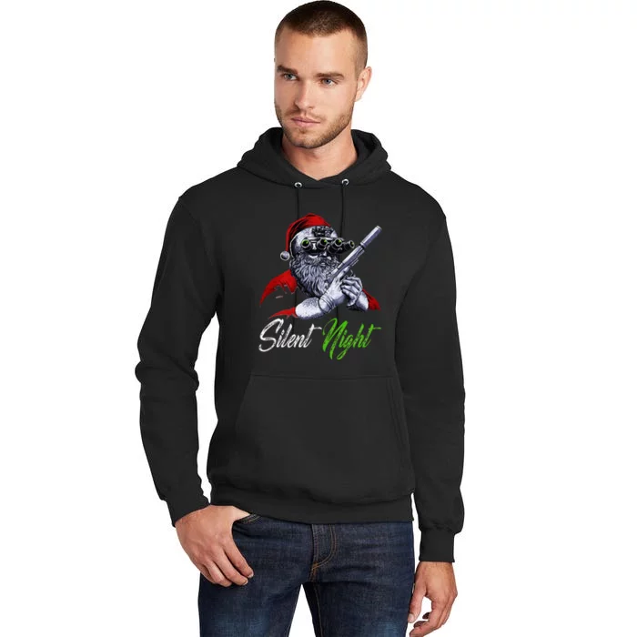 Christmas Santa Claus Guns Silent Night Santa Tall Hoodie