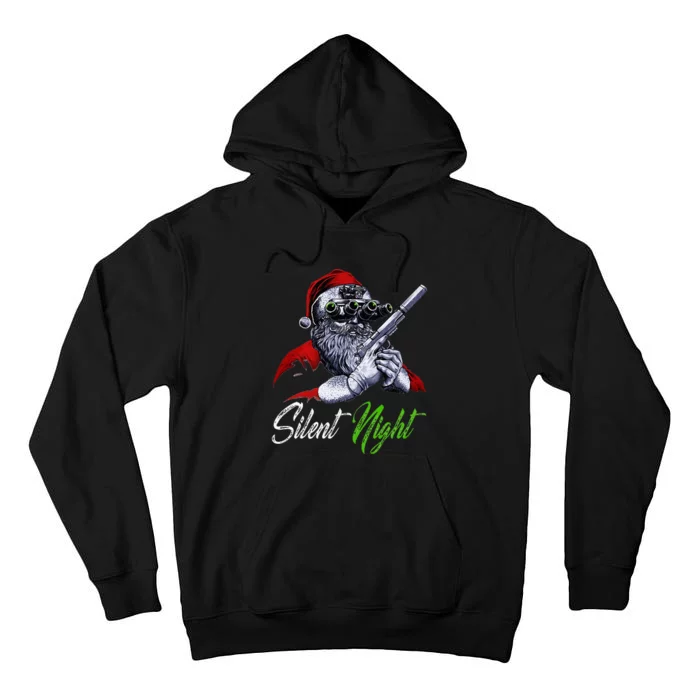 Christmas Santa Claus Guns Silent Night Santa Tall Hoodie