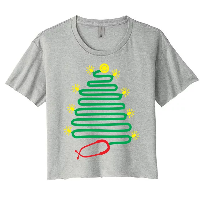 Cute Stethoscope Christmas Tree Nurse Medical Doctor Gift Women's Crop Top Tee