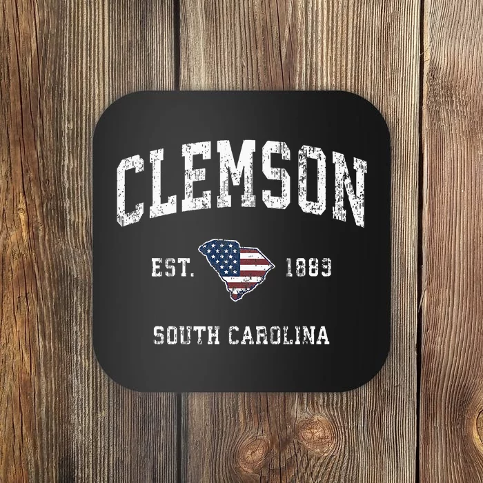 Clemson South Carolina Sc Vintage American Flag Coaster