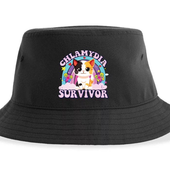 Chlamydia Survivor Cat Meme Funny Sustainable Bucket Hat